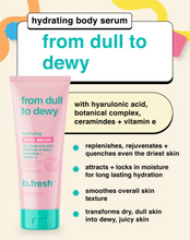 Load image into Gallery viewer, From dull to dewy hydrating body serum information
